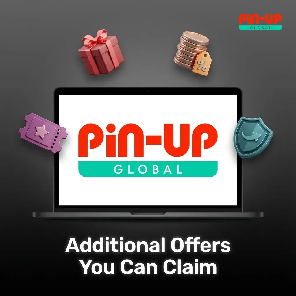 Pin-Up casino promotional offers including weekly cashback, reload bonuses, free spins, and VIP loyalty program benefits