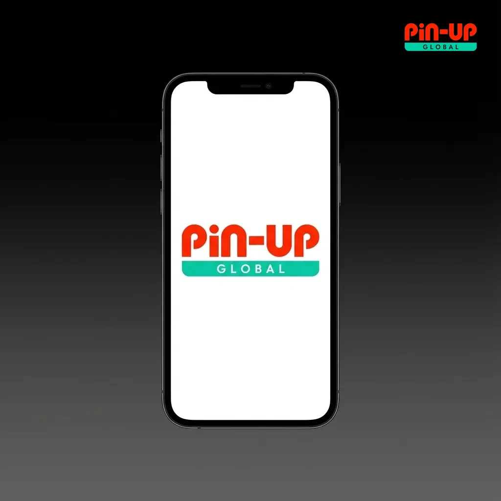 Dark-themed Pin-Up app showing bottom navigation tabs for sports, casino, live games, and account access with search function