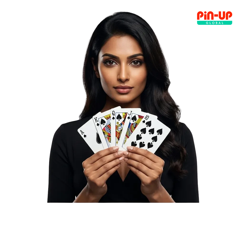 Pin-Up Casino India homepage showing slot games, live dealer tables, and mobile gaming options with welcome bonus offer