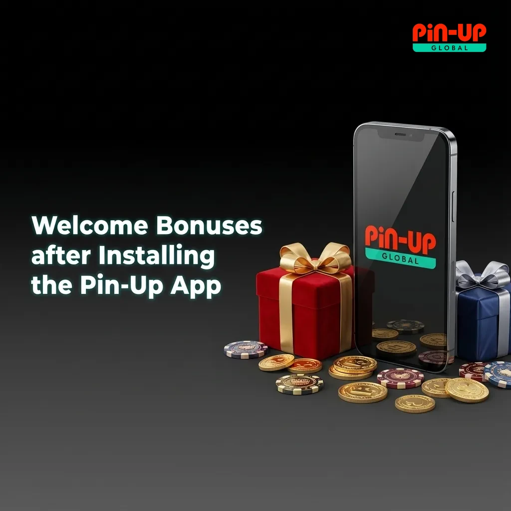 Pin-Up app welcome bonus offer showing 125% match up to INR 25,000 for casino and sports betting with requirements