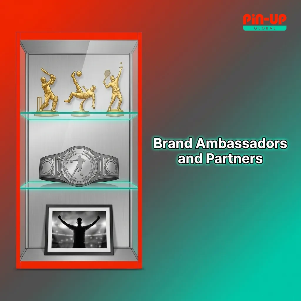 Pin-Up brand ambassadors including Virat Kohli and partnerships with IPL, Kabaddi League, and Bollywood celebrities in India.