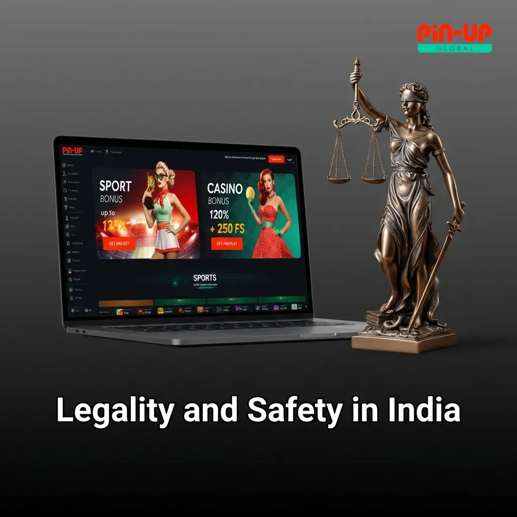 Pin-Up casino platform displaying Curaçao license, SSL security badge, and India-specific payment options for safe gaming