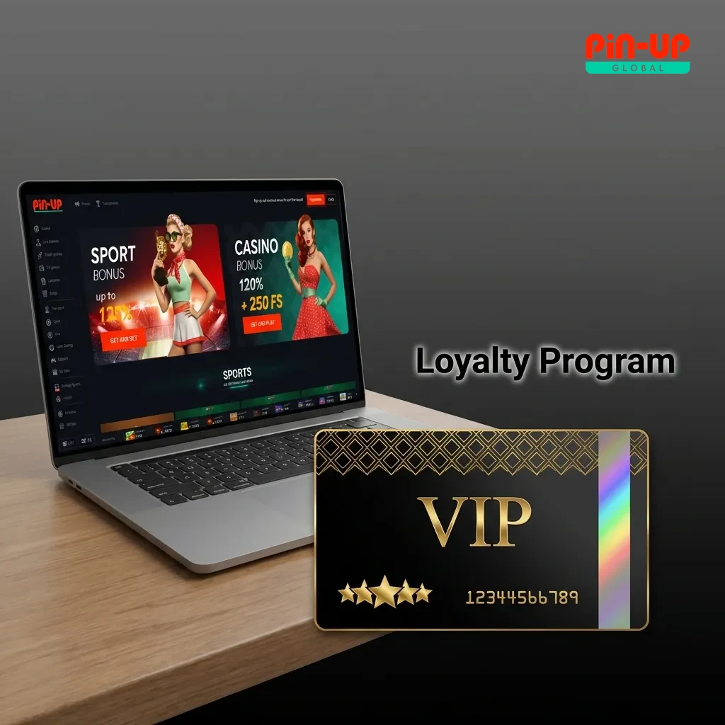 Pin-Up six-tier loyalty program chart showing Bronze to Black Diamond levels with cashback rewards and exclusive benefits