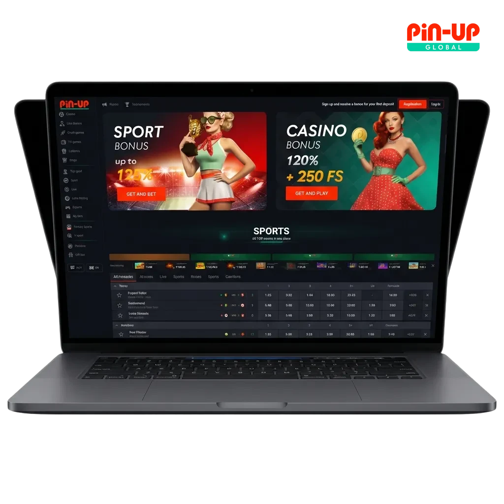 Pin-Up casino homepage showing slot games, live dealer tables, and payment options including PayTM, UPI, and crypto