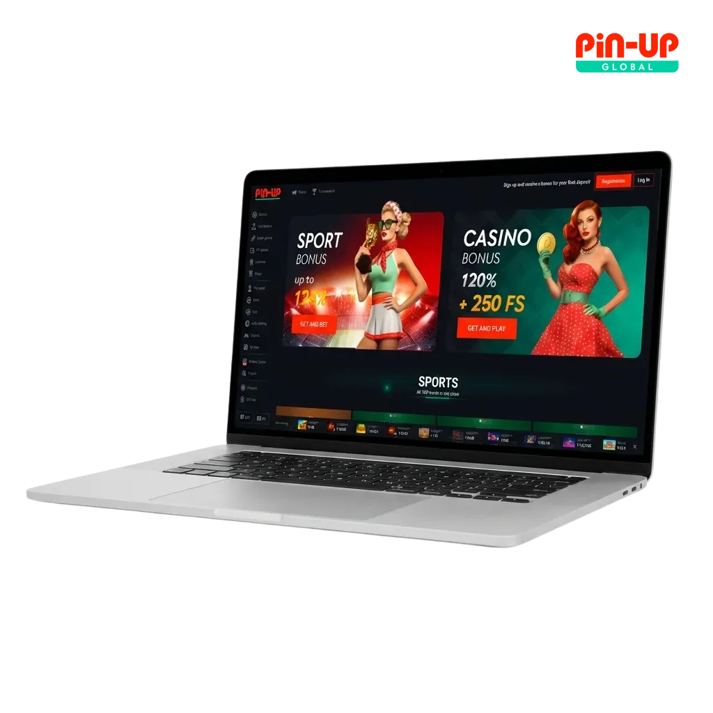 Pin-Up Casino India homepage showing slots, roulette, and live dealer games with welcome bonus offer