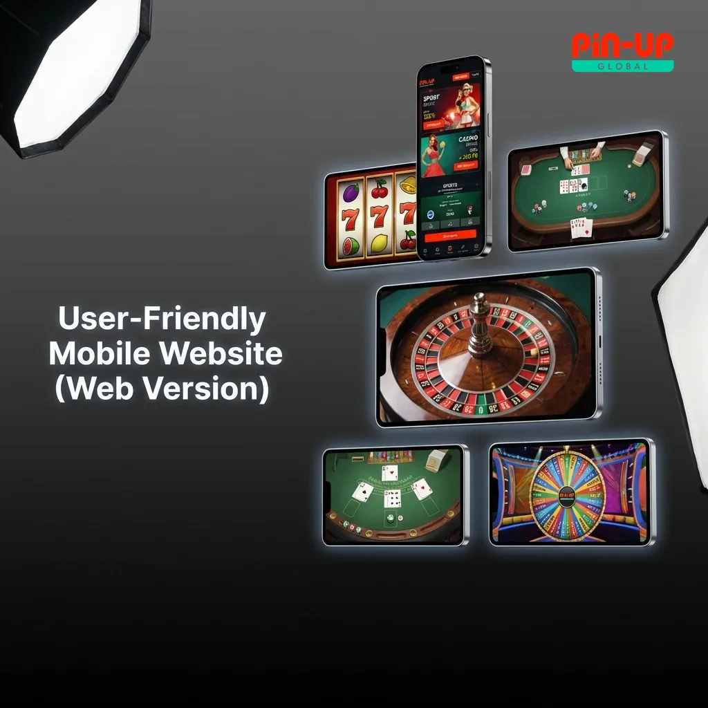 Mobile-friendly website interface displayed on smartphone screen showing gaming platform accessible through browser