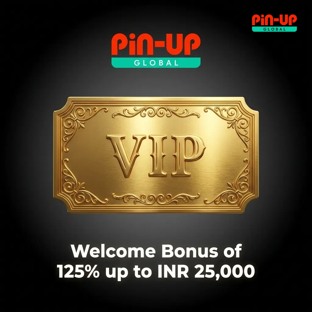 Casino welcome bonus banner showing 125% match up to INR 25,000 for new players' first deposit with wagering requirements