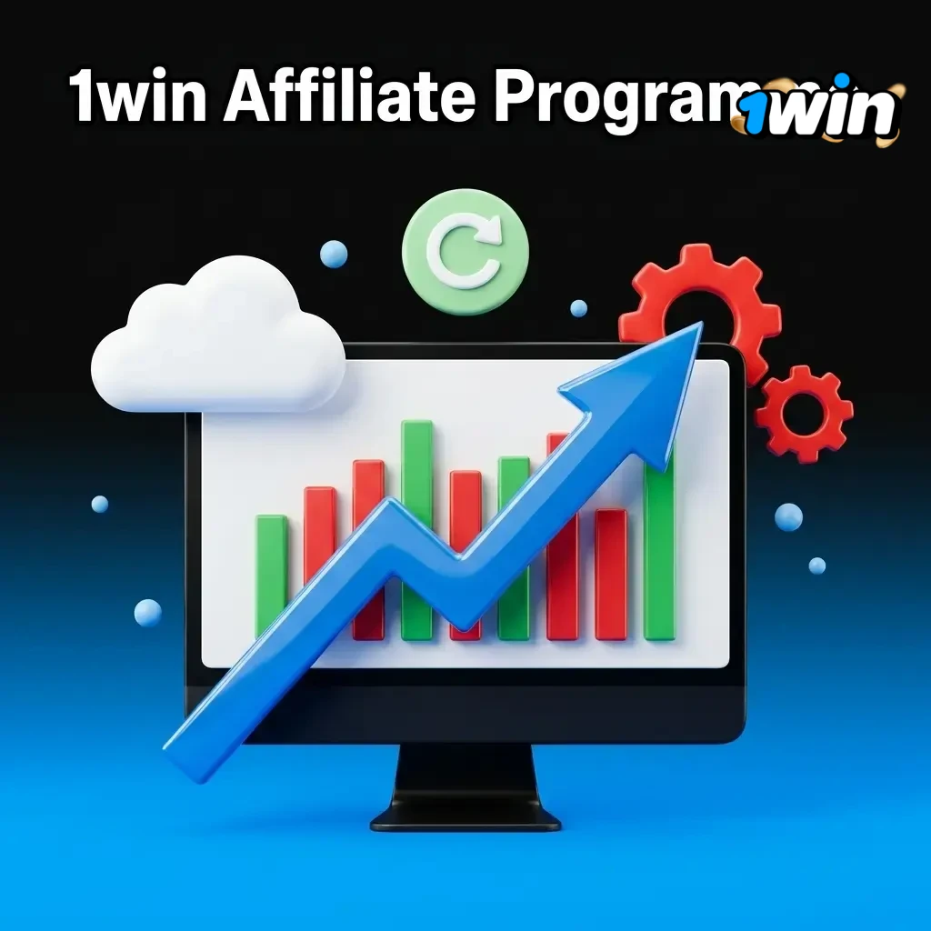 1win affiliate programme dashboard showing revenue share stats, marketing tools, and partner support for Indian market
