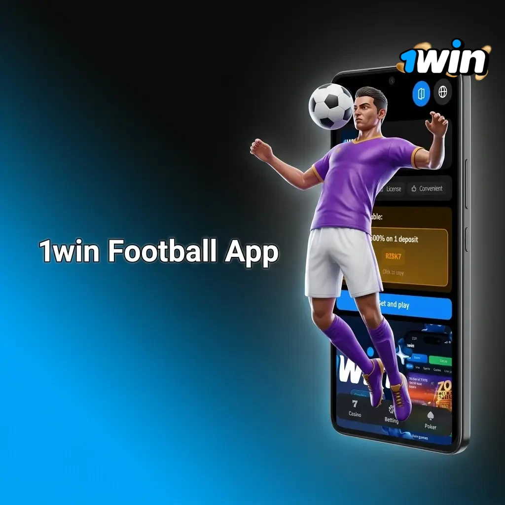 1win football betting mobile app interface showing live markets and bet slip on Android and iOS devices