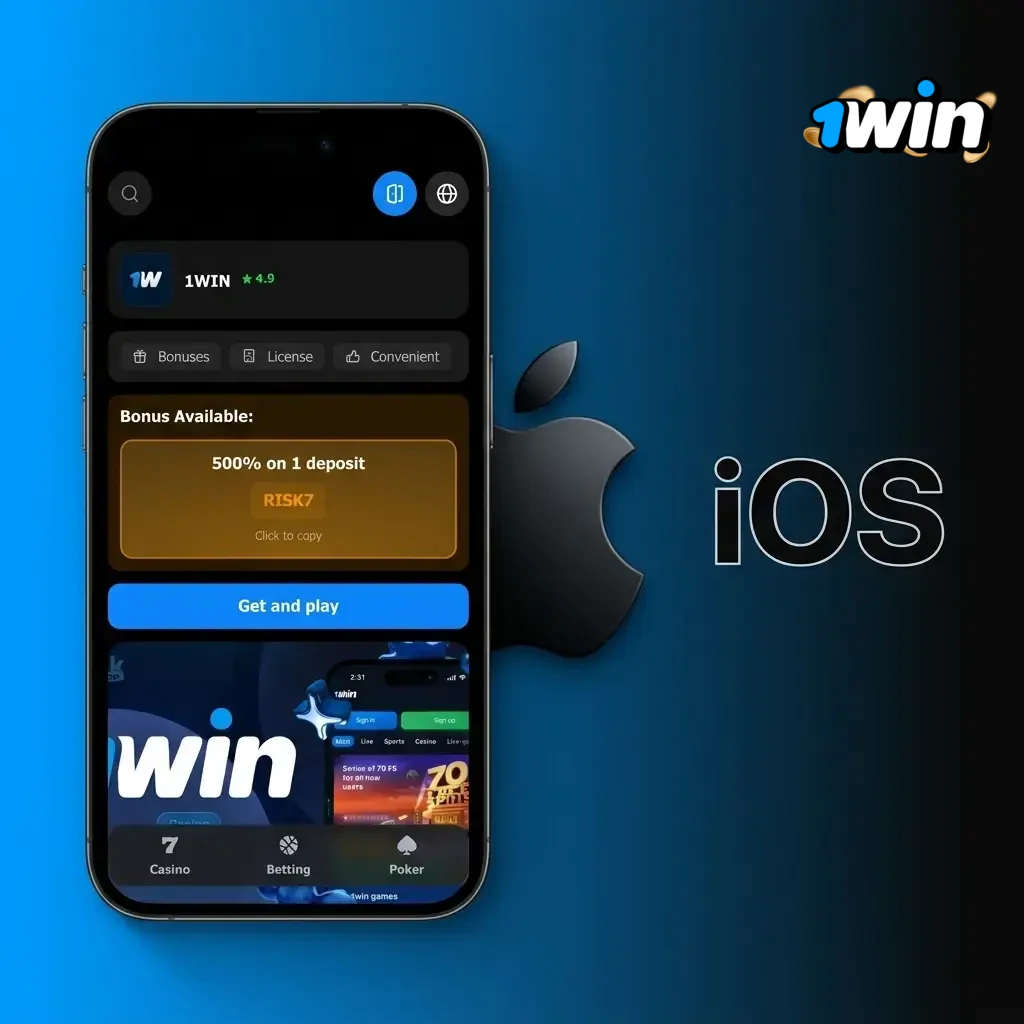 1win iOS app download steps for iPhone and iPad running iOS 12.0 or later via App Store in India